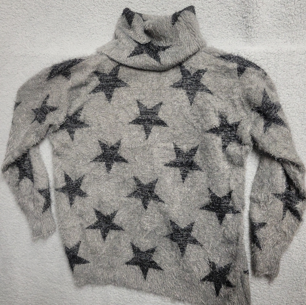 Show Me Your Mumu Fatima Sweater Womens Extra Small XS Gray Turtleneck Stars